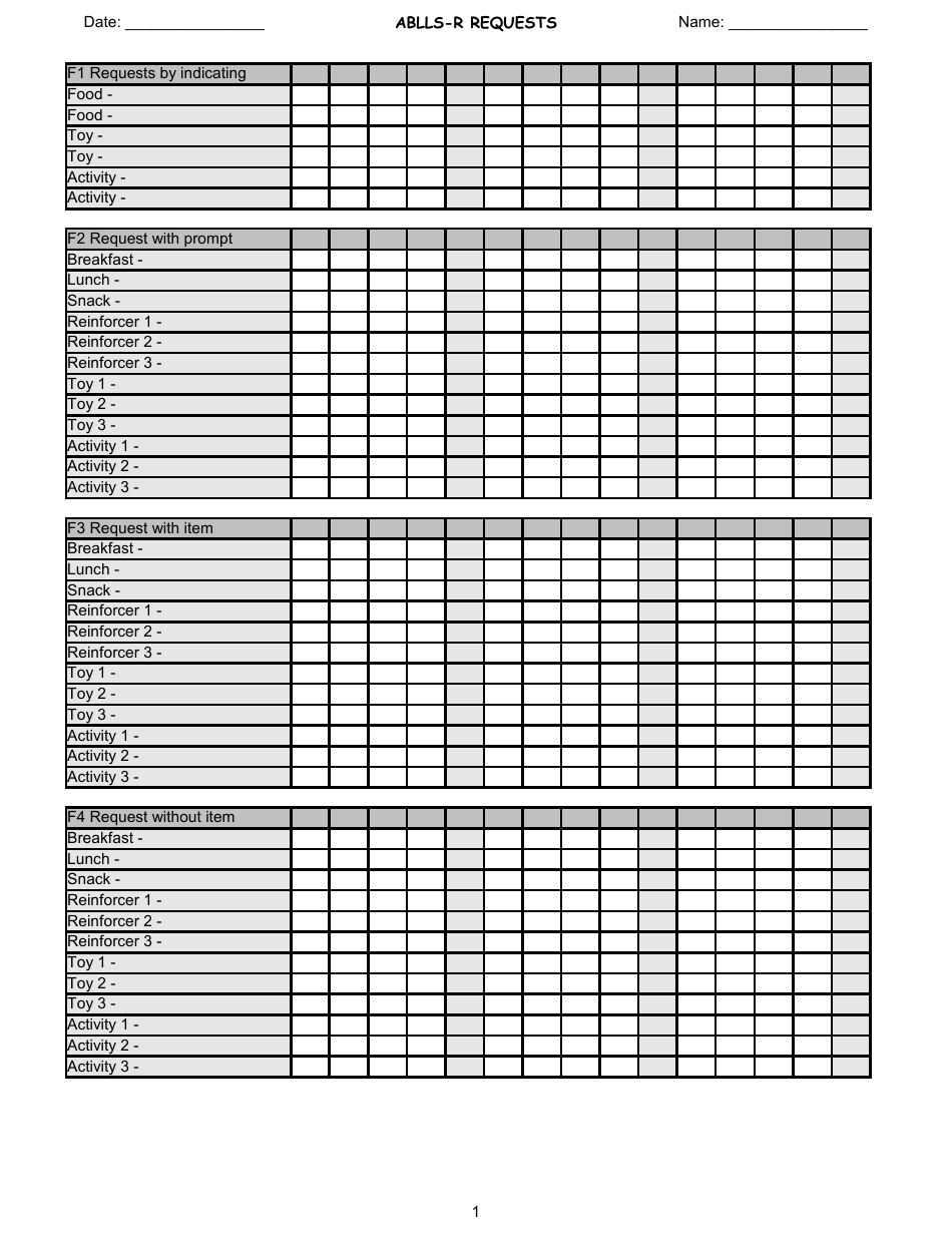 Ablls-r Requests Tracking Sheet Templates Download Printable Pdf 