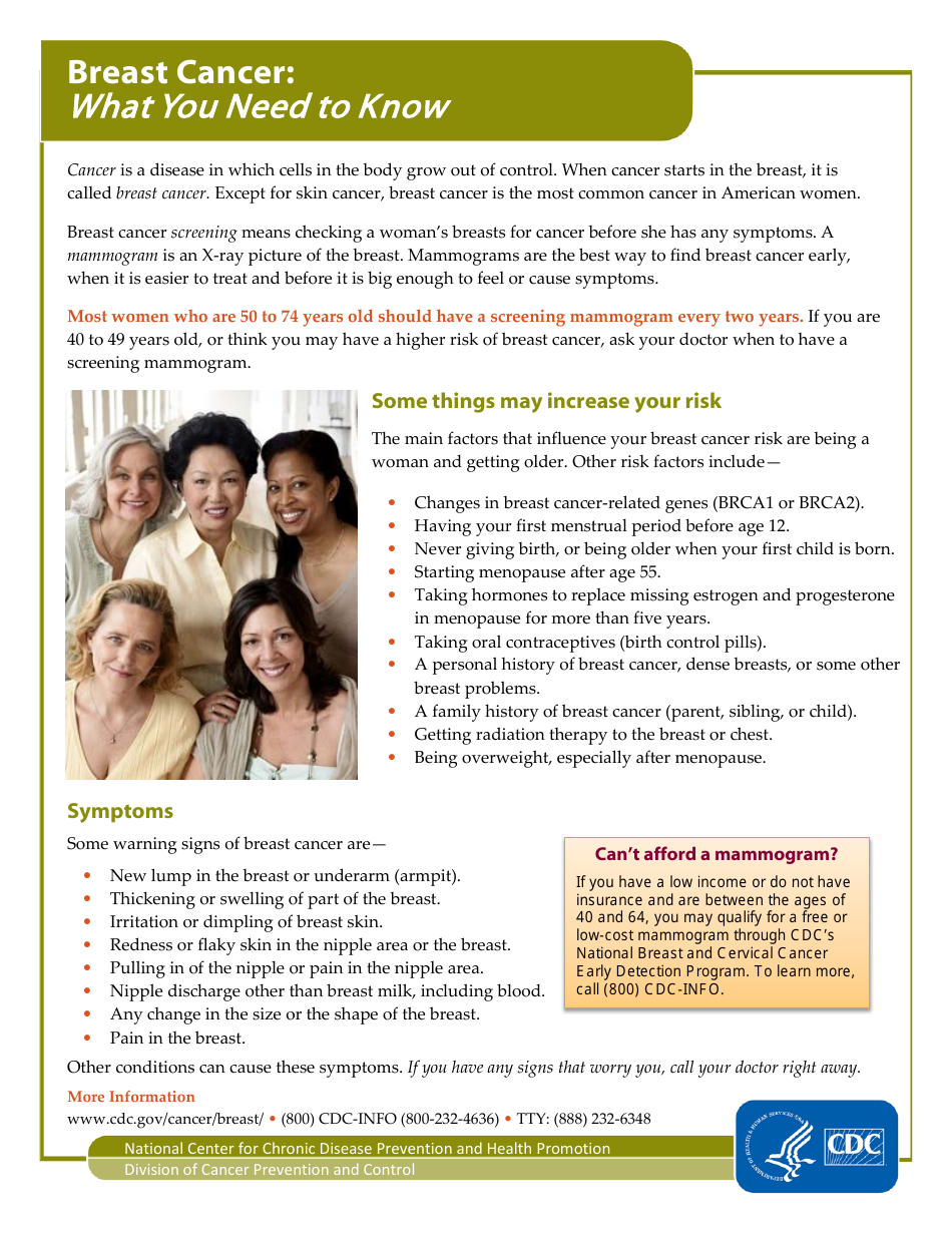Breast Cancer: What You Need to Know, Page 1