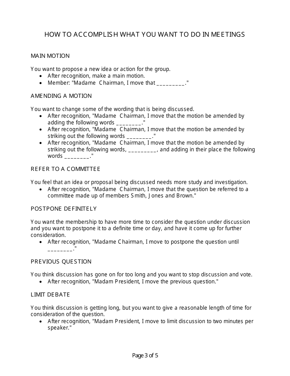 Roberts rules cheat sheet download printable pdf templateroller