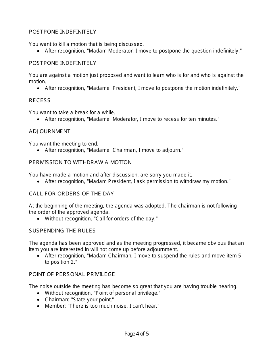 Roberts Rules Cheat Sheet, Page 4