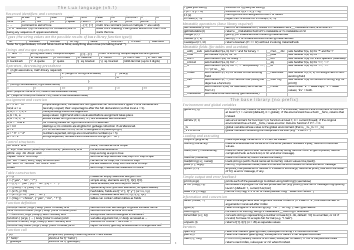 Document preview: The Lua Language V5.1 Cheat Sheet