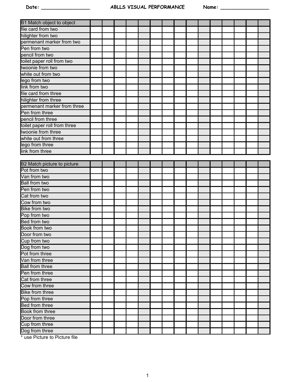 ablls visual performance tracking sheet templates download