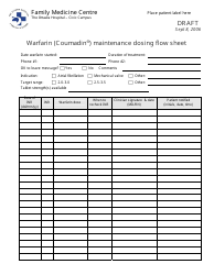 Warfarin (Coumadin) Maintenance Dosing Flow Sheet - Family Medicine Centre - Canada