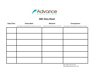 Document preview: Abc Data Sheet - Advance Behavior & Learning
