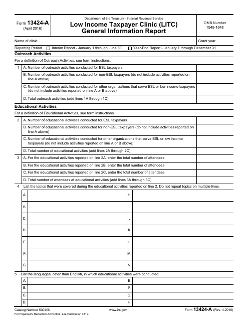 IRS Form 13424-A  Printable Pdf