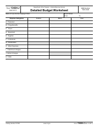 IRS Form 13424-J Detailed Budget Worksheet
