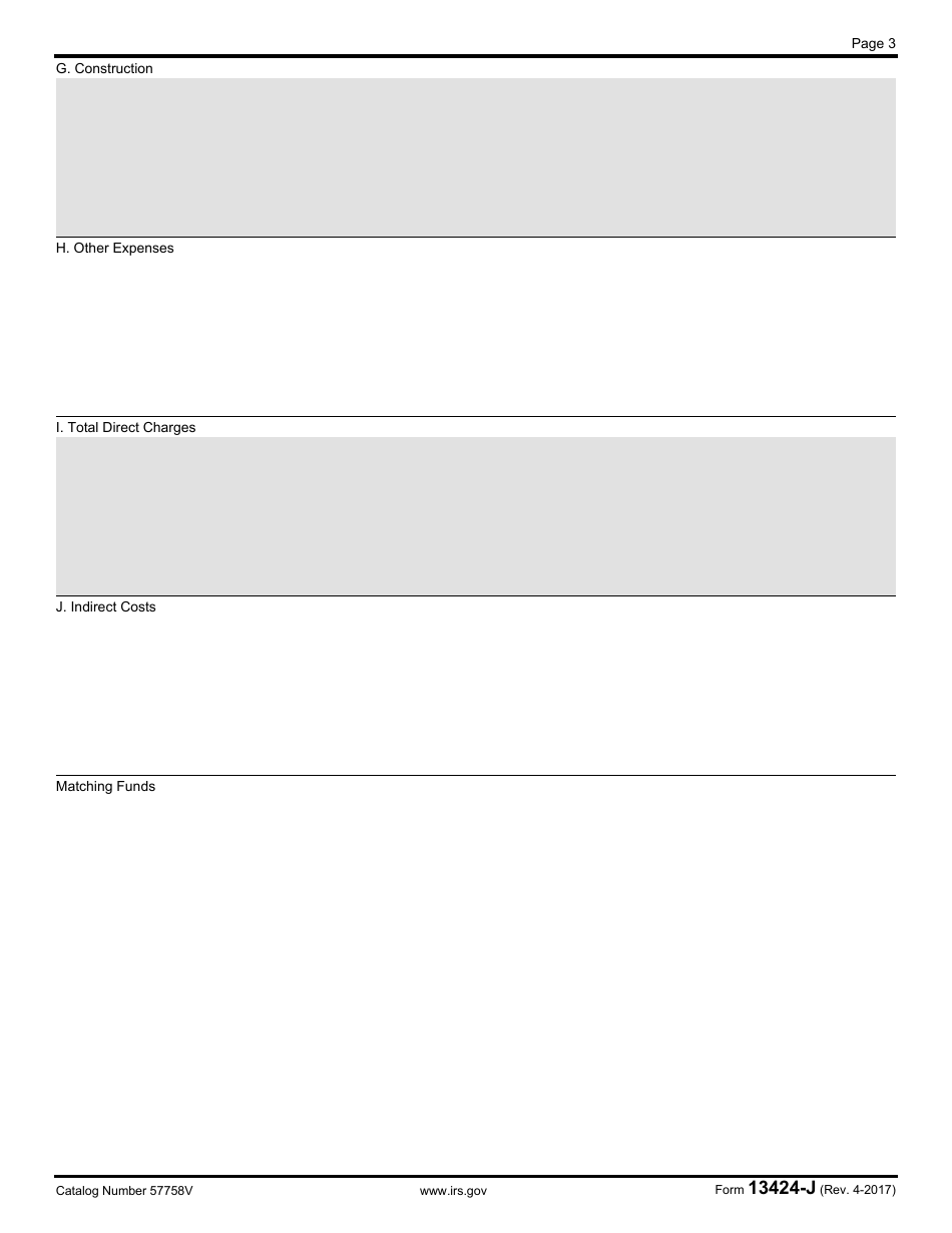 IRS Form 13424-J Detailed Budget Worksheet, Page 3