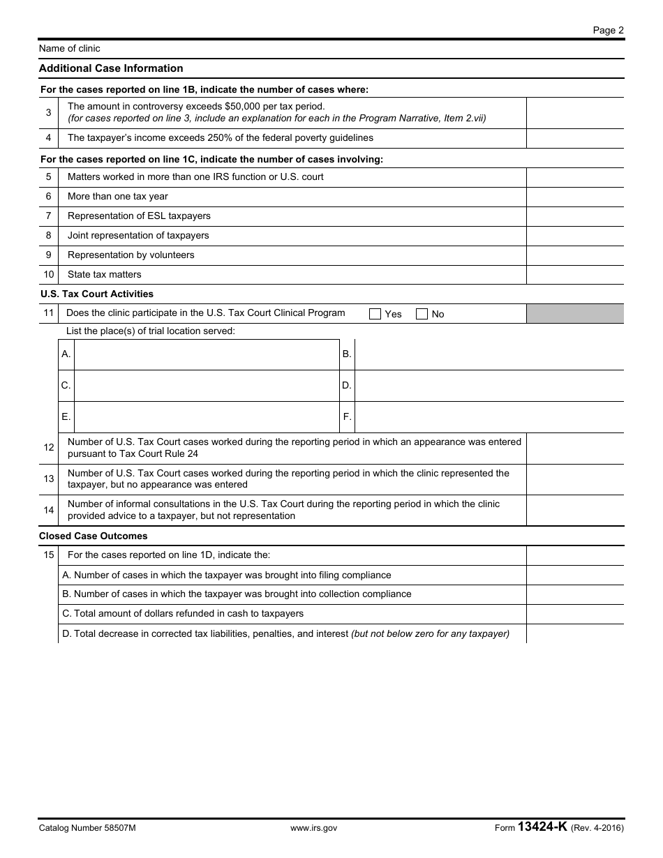 Irs Form 13424 K Fill Out Sign Online And Download Fillable Pdf Templateroller 1556