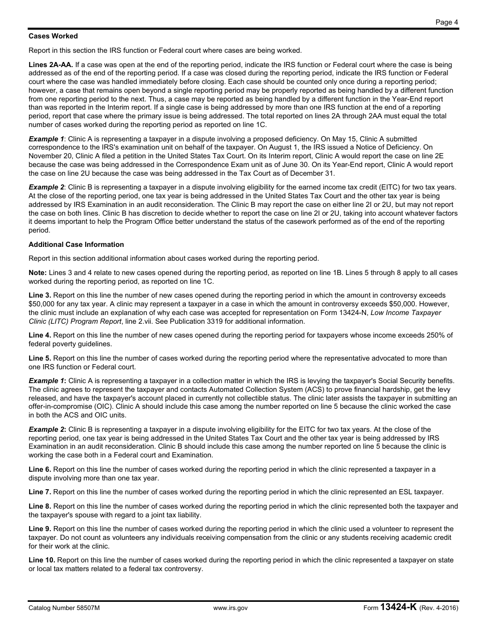 IRS Form 13424-K Low Income Taxpayer Clinic (Litc) Case Information Report, Page 4