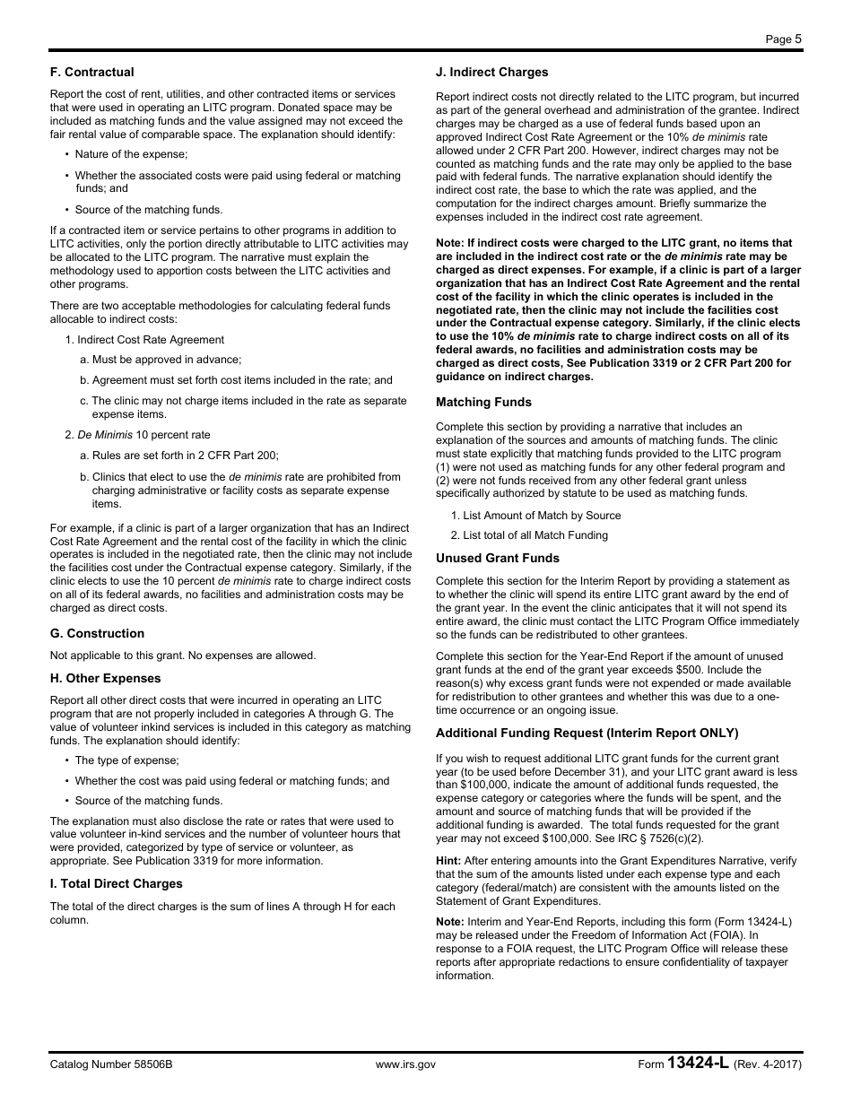 IRS Form 13424-L Statement of Grant Expenditures, Page 5