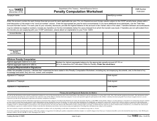 Document preview: IRS Form 14453 Penalty Computation Worksheet