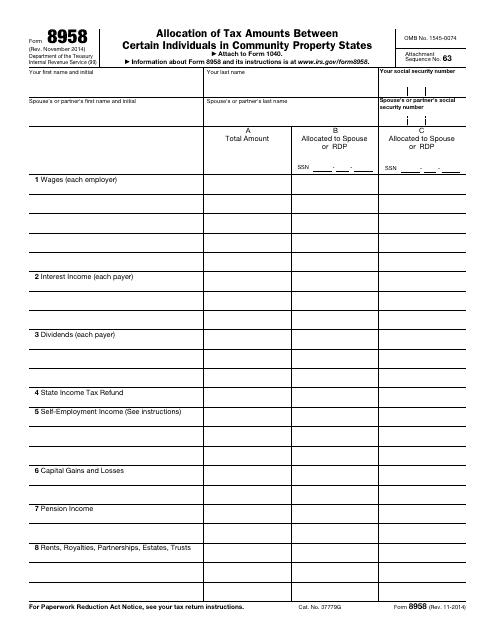 Free Fillable Form 8958 Printable Forms Free Online