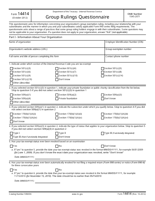IRS Form 14414  Printable Pdf