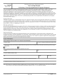 IRS Form 14429 Tax Exempt Bonds Voluntary Closing Agreement Program Request