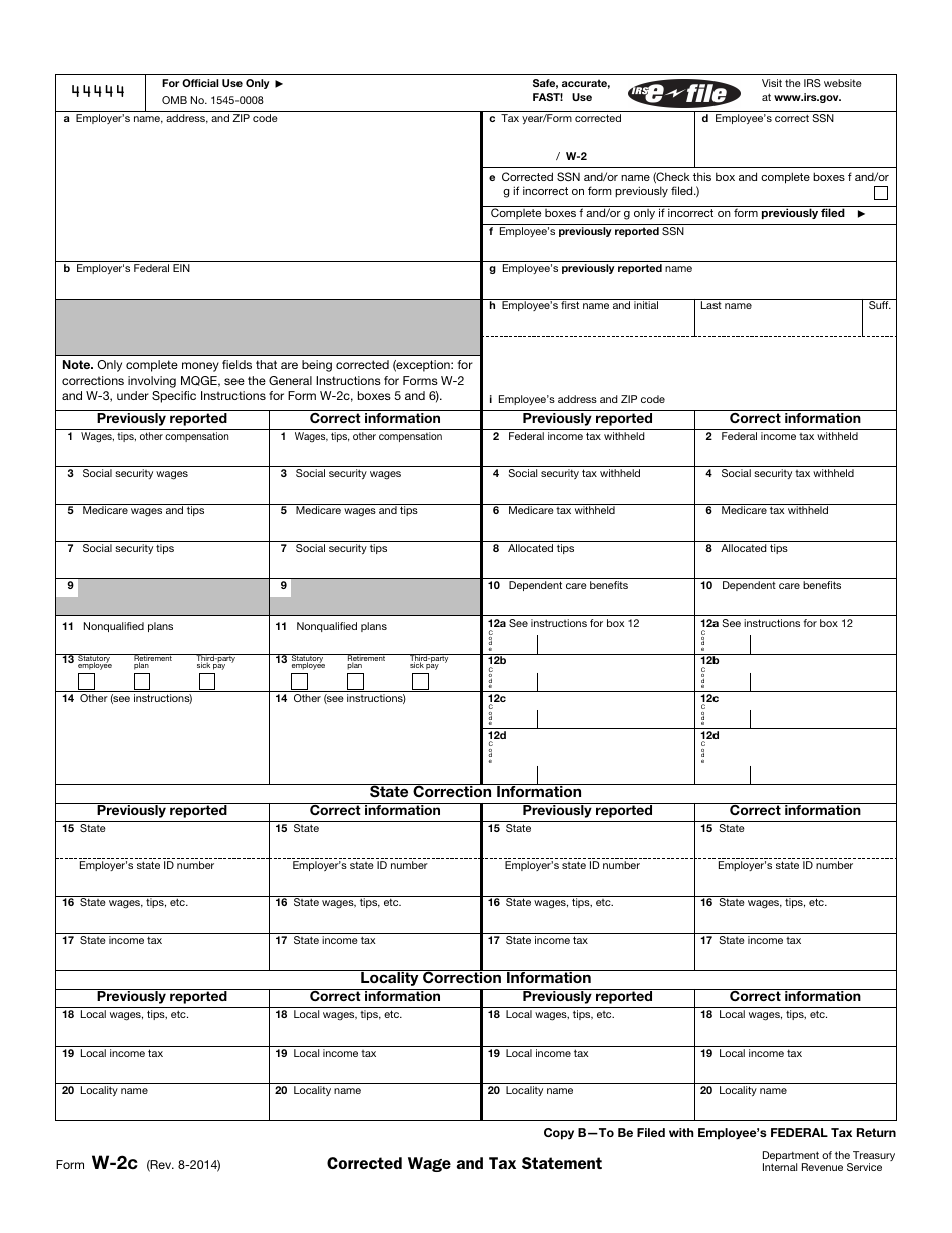 IRS Form W-2C Corrected Wage and Tax Statement, Page 4