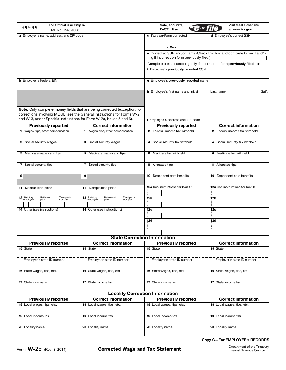 IRS Form W-2C Corrected Wage and Tax Statement, Page 5