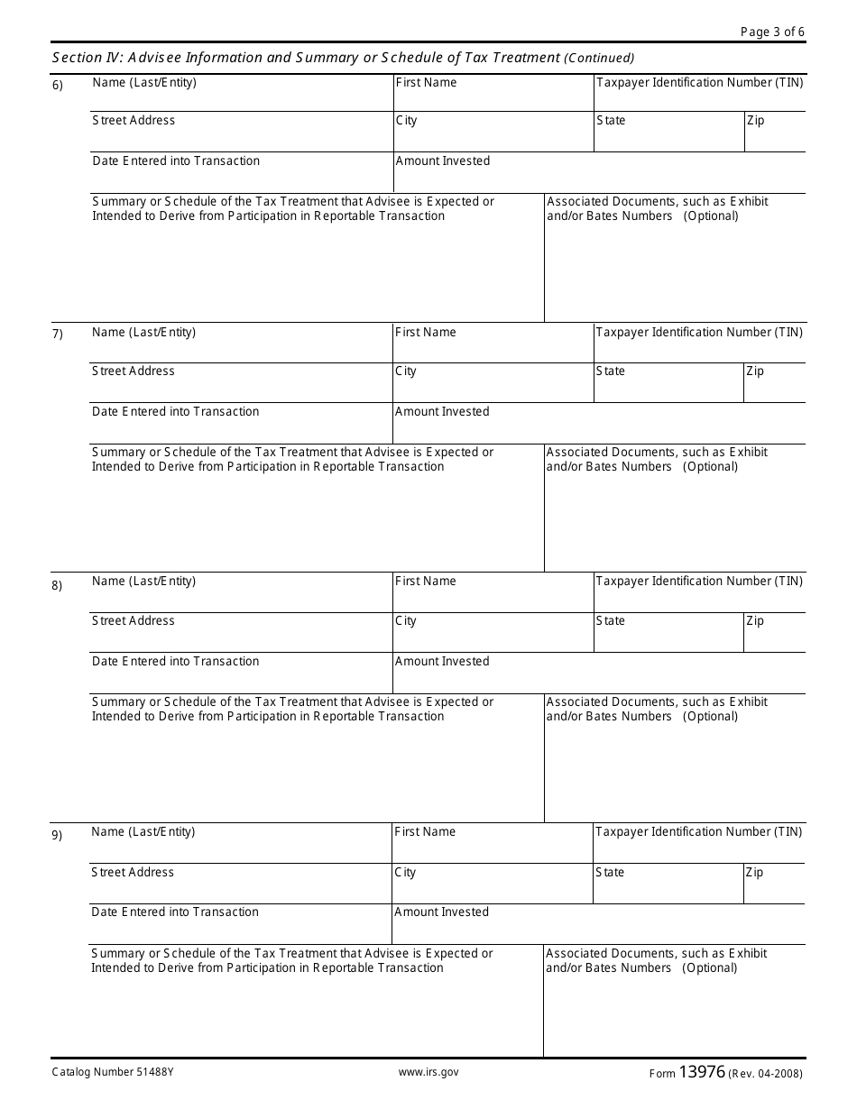 IRS Form 13976 Itemized Statement Component of Advisee List, Page 3