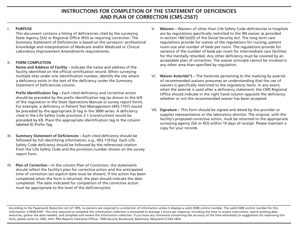 Form CMS-2567 Statement of Deficiencies and Plan of Correction, Page 2