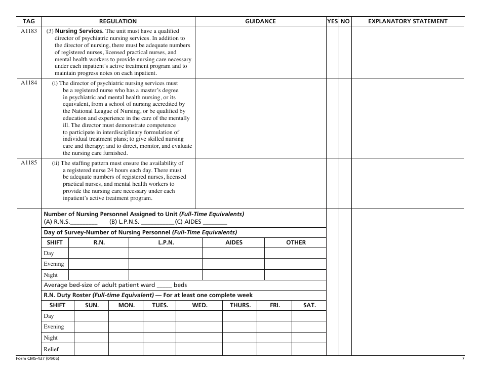 Form CMS-437 Psychiatric Unit Criteria Worksheet, Page 7