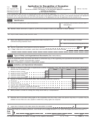 Document preview: IRS Form 1028 Application for Recognition of Exemption Under Section 521 of the Internal Revenue Code