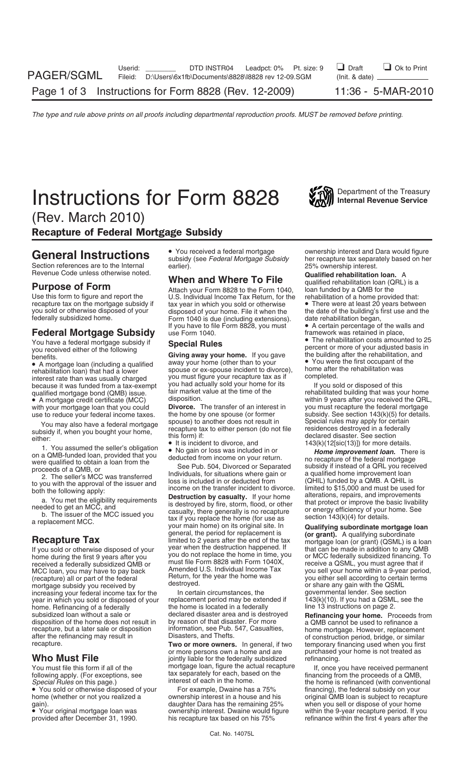 Instructions for IRS Form 8828 Recapture of Federal Mortgage Subsidy, Page 1