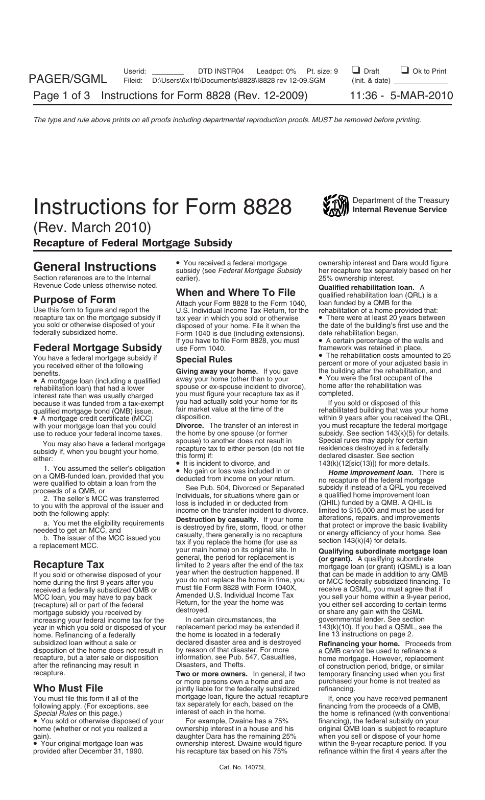 Download Instructions For IRS Form 8828 Recapture Of Federal Mortgage 