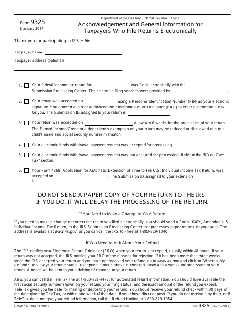 IRS Form 9325  Printable Pdf