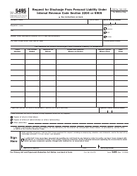 Document preview: IRS Form 5495 Request for Discharge From Personal Liability Under I.r. Code SEC. 2204 or 6905