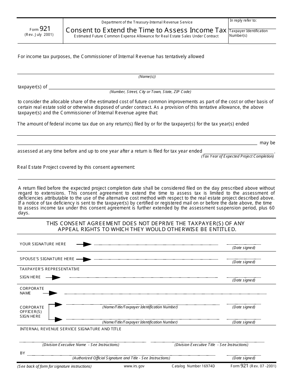 irs-form-921-download-fillable-pdf-or-fill-online-consent-to-extend-the