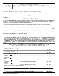 IRS Form 921 Consent to Extend the Time to Assess Income Tax