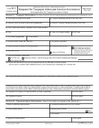 Document preview: IRS Form 911 Request for Taxpayer Advocate Service Assistance (And Application for Taxpayer Assistance Order)