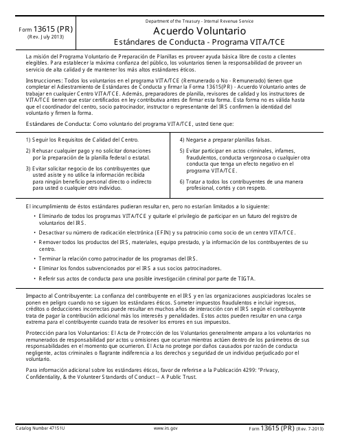 IRS Formulario 13615 (PR)  Printable Pdf