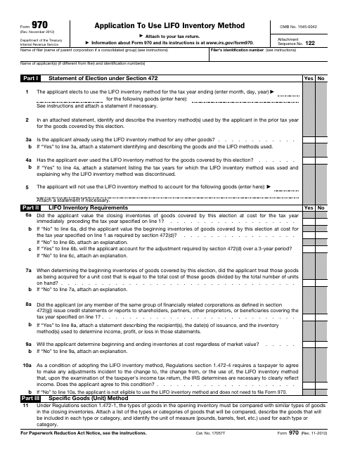 IRS Form 970  Printable Pdf