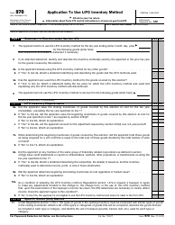 IRS Form 970 Application to Use Lifo Inventory Method