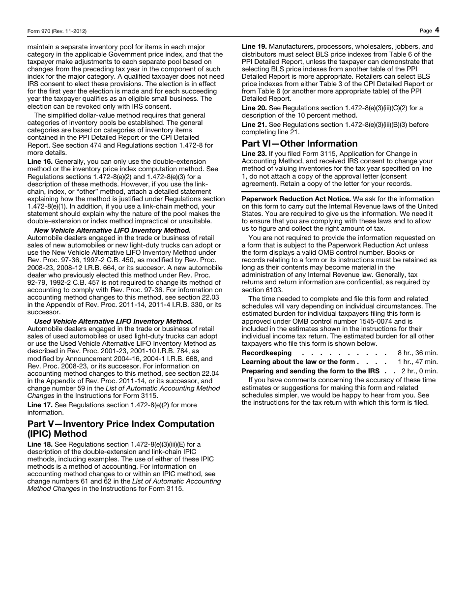IRS Form 970 Application to Use Lifo Inventory Method, Page 4