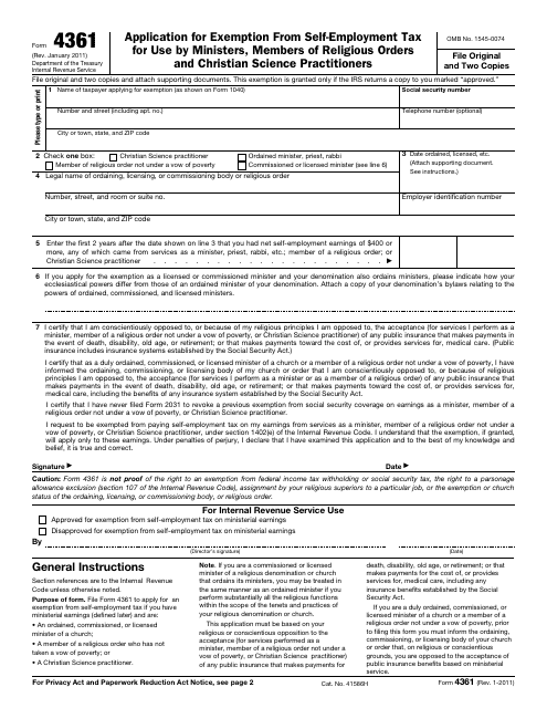 IRS Form 4361  Printable Pdf