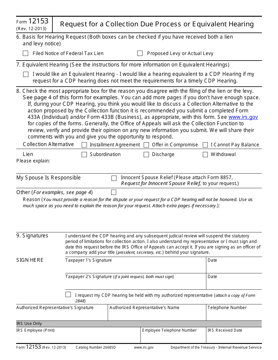 Irs Form 12153 Fill Out Sign Online And Download Fillable Pdf Templateroller 6633