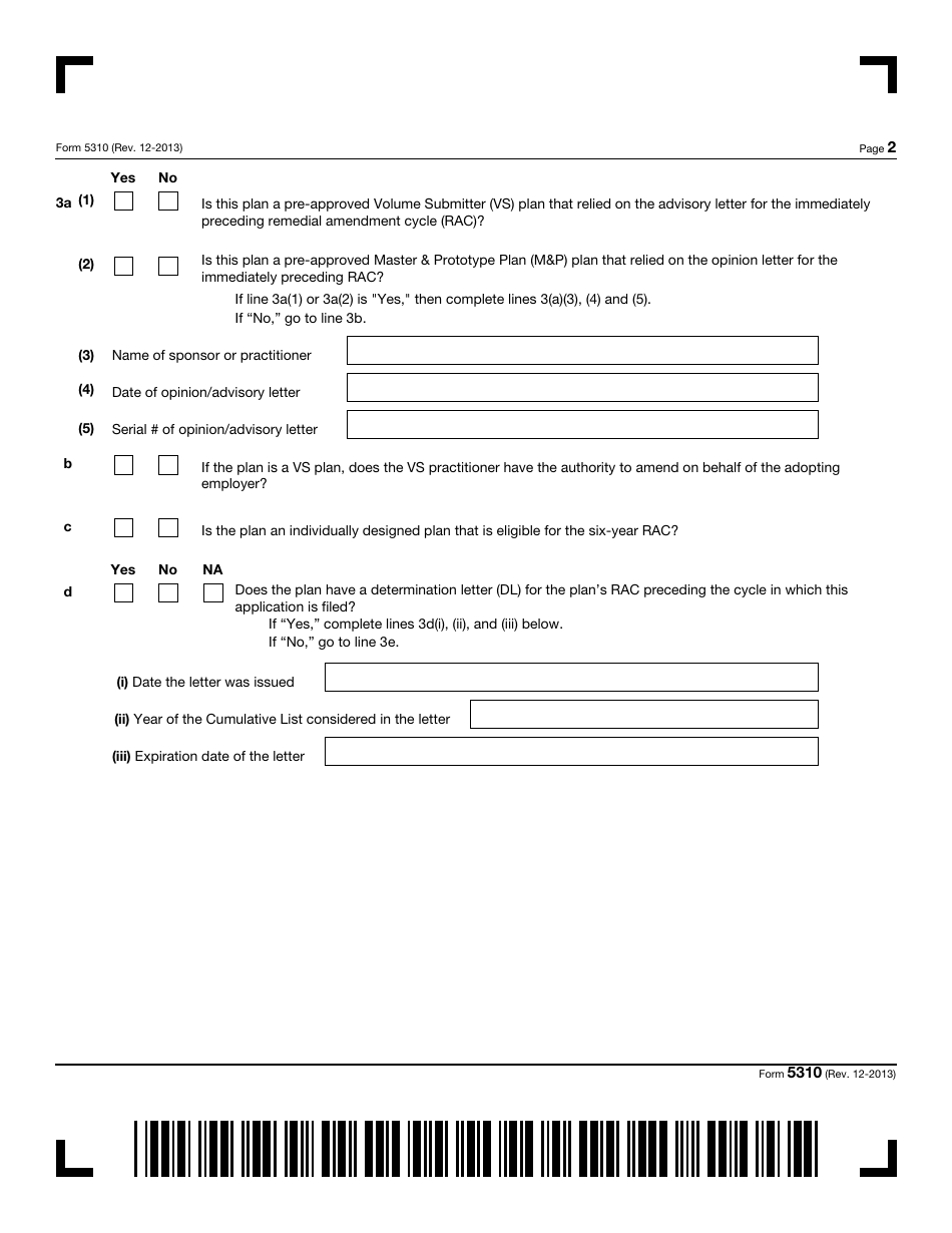 IRS Form 5310 Application for Determination for Terminating Plan, Page 2