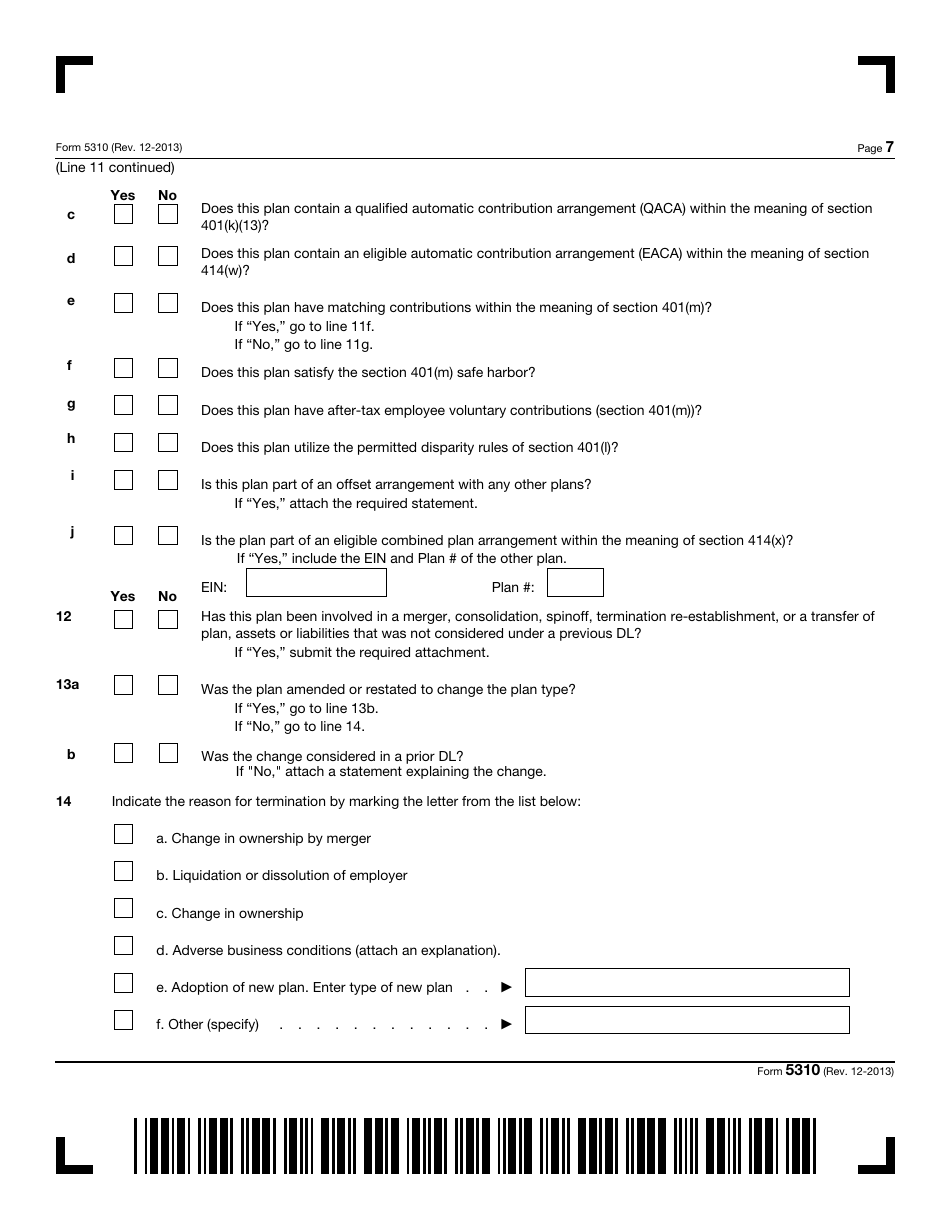 IRS Form 5310 Application for Determination for Terminating Plan, Page 7