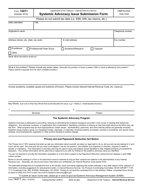 IRS Form 14411  Printable Pdf