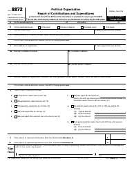 Document preview: IRS Form 8872 Political Organization Report of Contributions and Expenditures