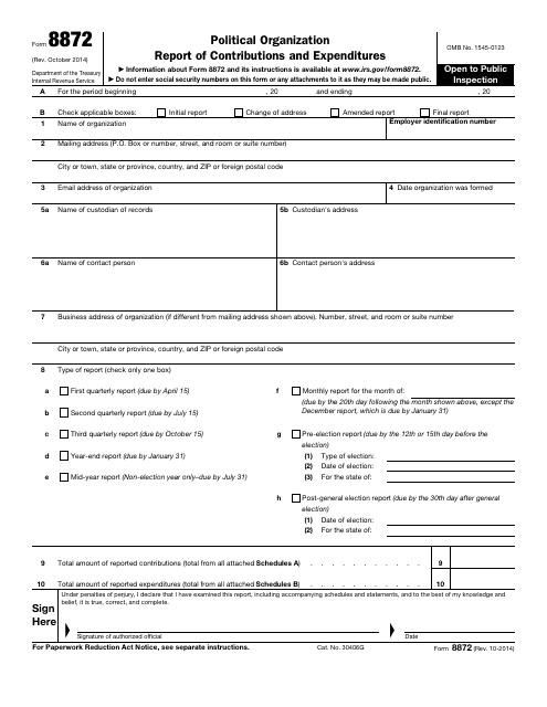 IRS Form 8872  Printable Pdf