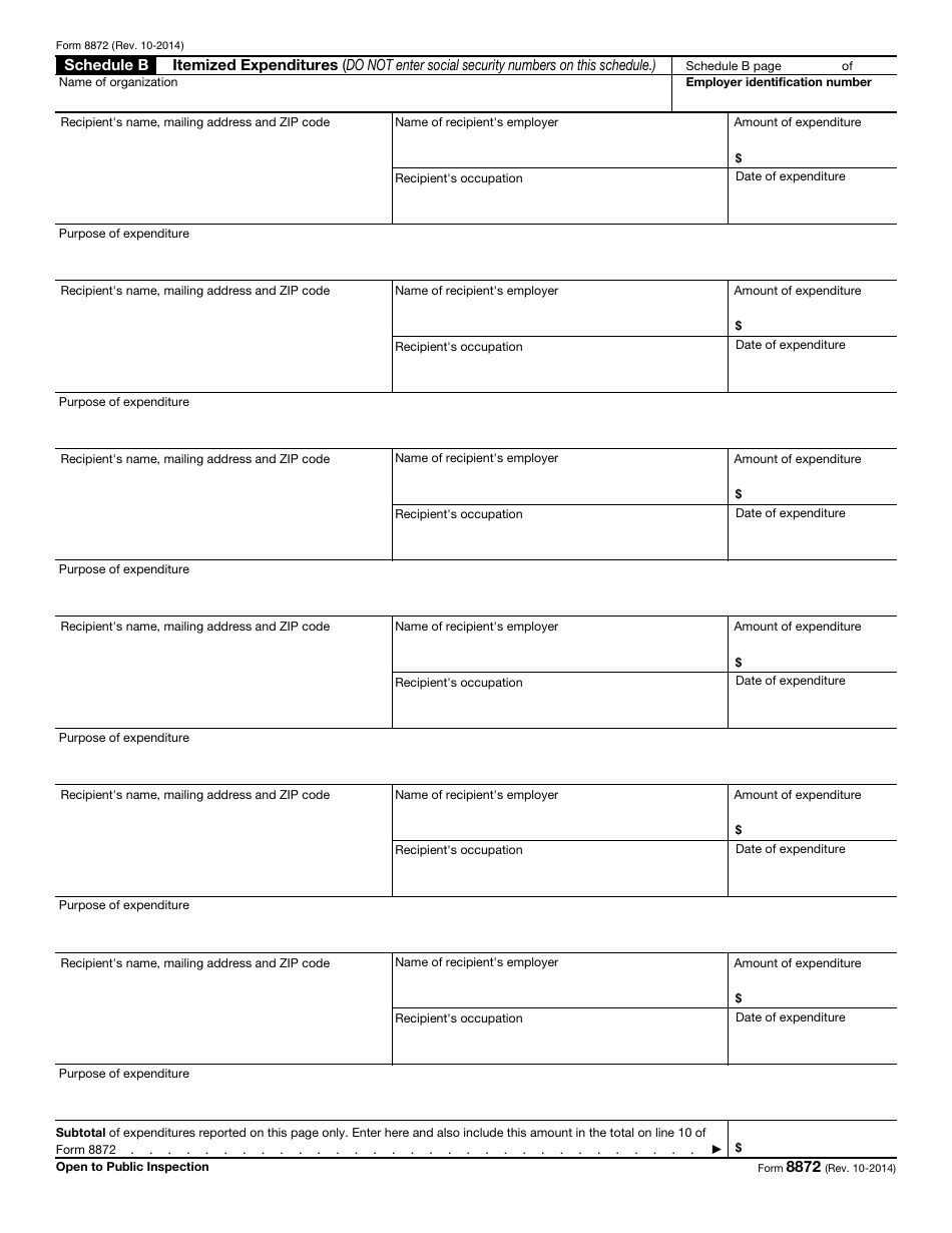 IRS Form 8872 Political Organization Report of Contributions and Expenditures, Page 3