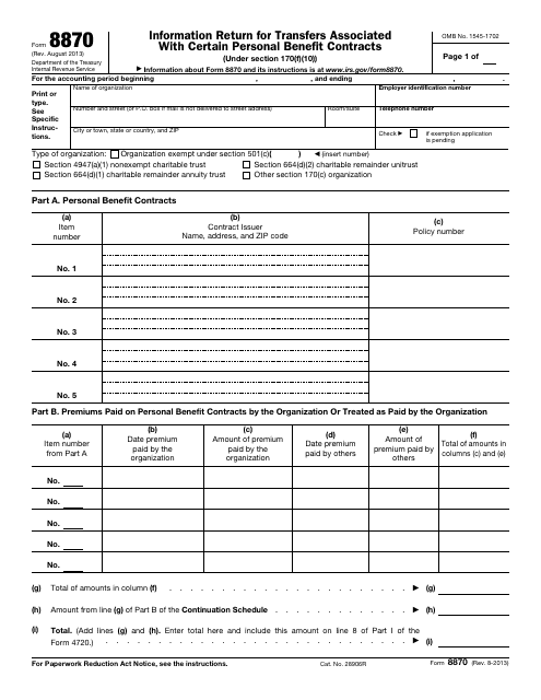 IRS Form 8870  Printable Pdf