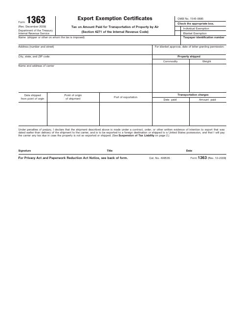 IRS Form 1363  Printable Pdf