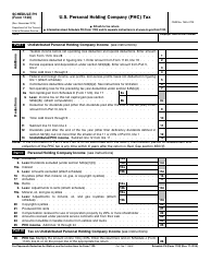 IRS Form 1120 Schedule PH U.S. Personal Holding Company (Phc) Tax