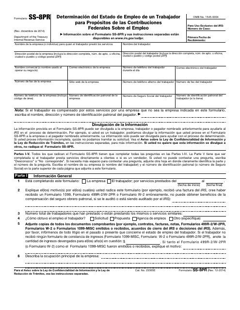 IRS Form SS-8PR  Printable Pdf