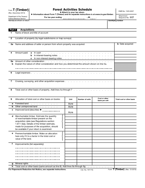 IRS Form T (TIMBER)  Printable Pdf