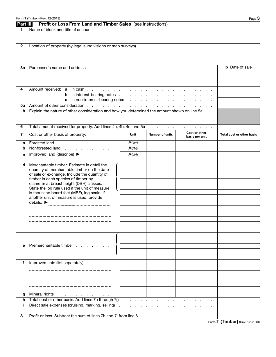IRS Form T (TIMBER) Forest Activities Schedule, Page 3