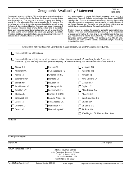 IRS Form 8569  Printable Pdf